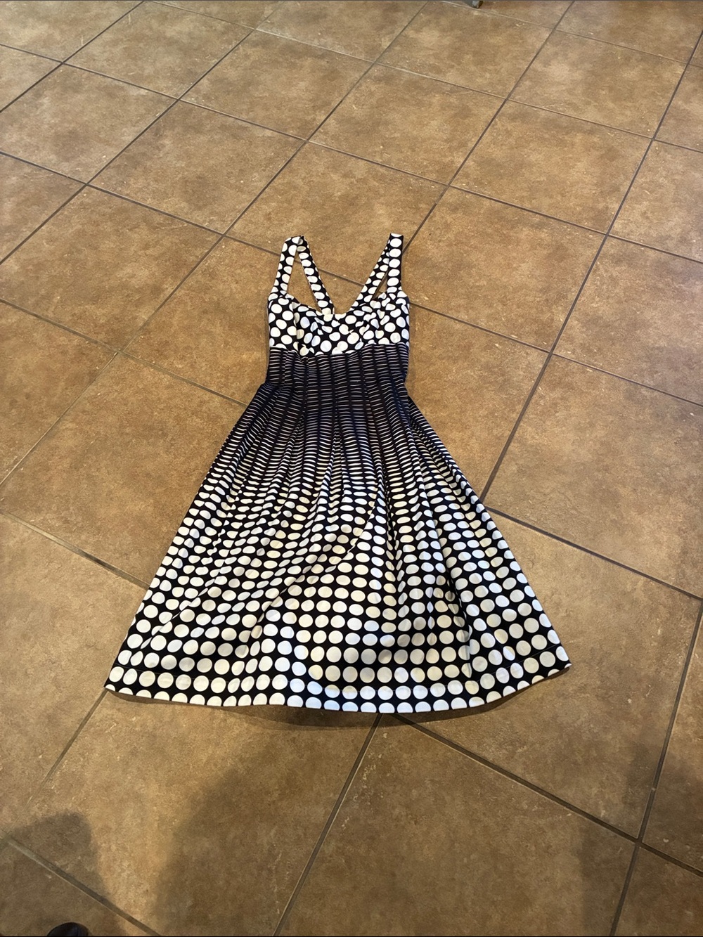 Calvin Klein Black and White Polka Dot Midi Dress